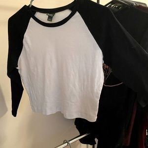 Cropped baseball tee, barely worn.